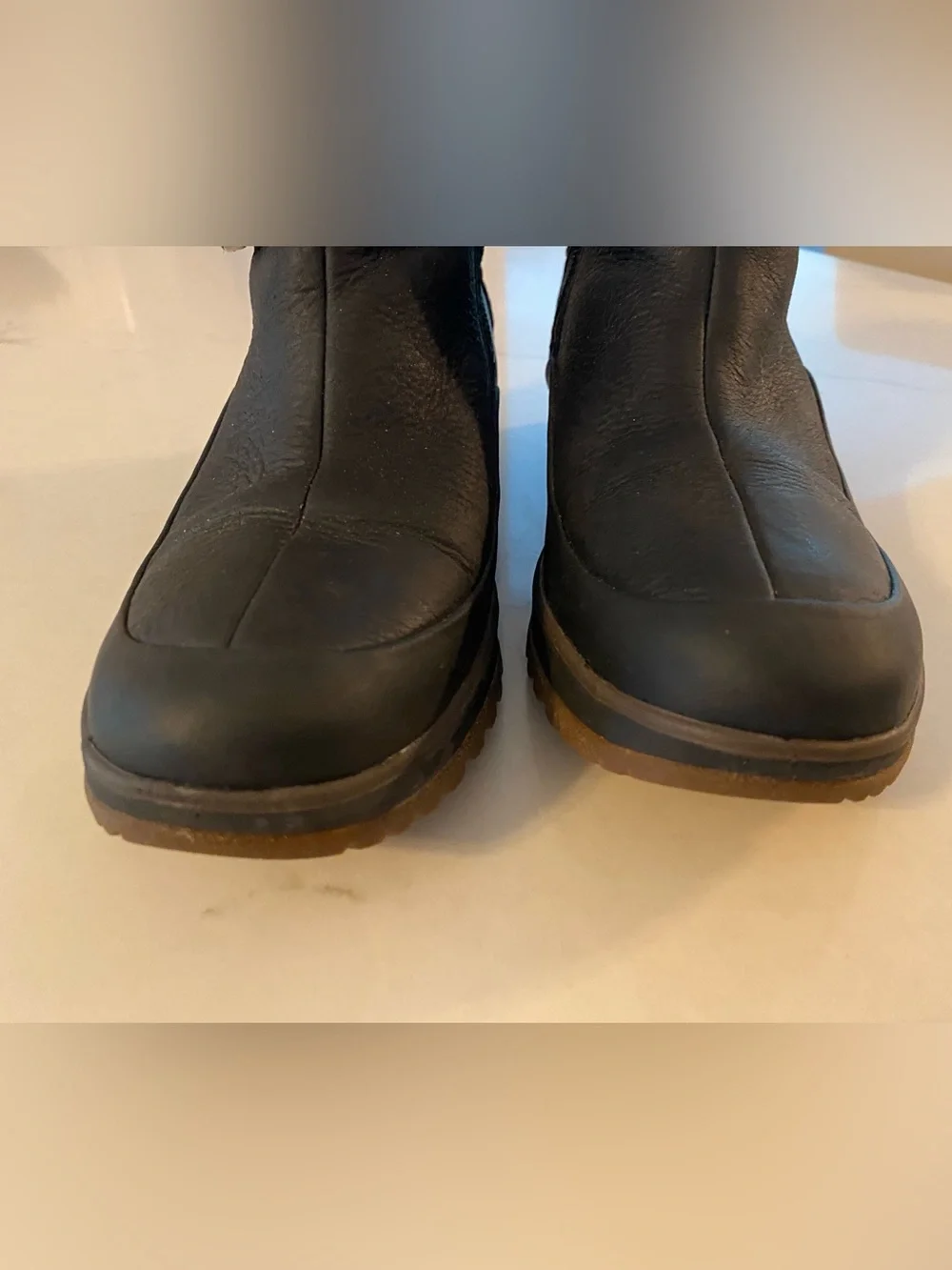 Merrell Eventyr W7 Black & Brown Leather Moto Zip Buckle Ankle Boots Knit Detail